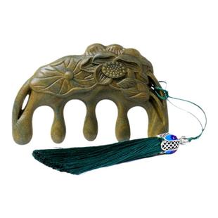 小李子按摩梳绿檀木头部经络梳头疗养发梳男女刮痧头皮疏通宽齿梳