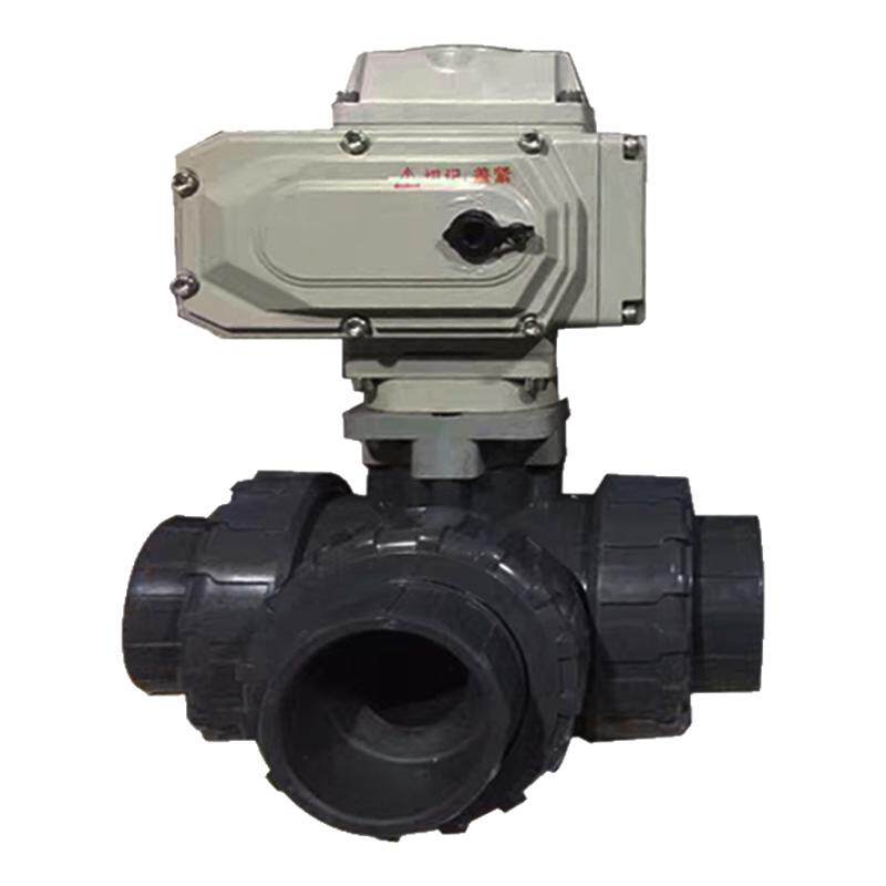 电动UPVC三通球阀UQ914/5F电动50塑料20PVC球阀4025DN1532