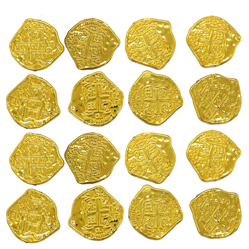 西班牙加勒比海盗金币Doubloon仿真玩具硬币道具儿童奖励金银铜币