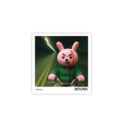 RETLPER反光车贴 原创 兔噜皮起飞I DRIVE拍立得风格汽摩防水贴纸