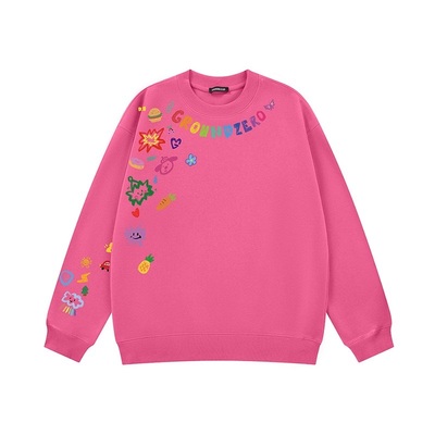 itGROUNDZERO2025秋冬国潮牌涂鸦印花情侣款长袖连帽卫衣上衣