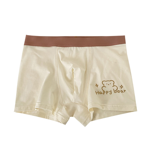 happy bear男友杏色熊莫代尔棉男士高弹内裤中腰简约透气平角四角