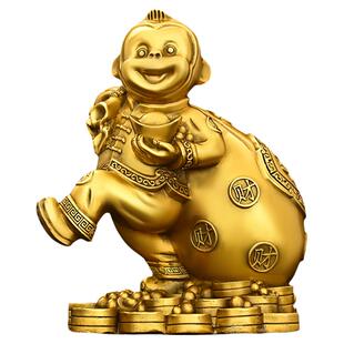 铜猴子摆件黄铜金猴子家居客厅办公室生肖猴开运吉祥物开业礼福猴