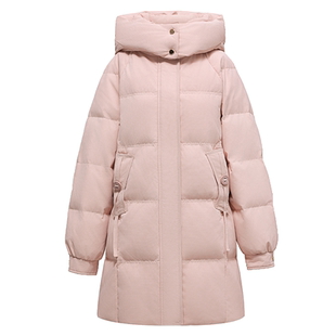 鸭鸭羽绒服女中长款2025年冬季新款时尚加厚宽松白鸭绒小个子外套