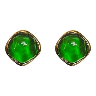 琉璃绿宝石复古港风女耳钉