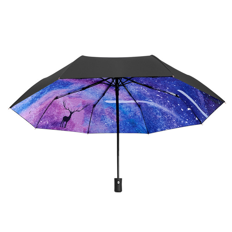 星空雨伞太阳伞防紫外线遮阳伞防晒折叠便携晴雨伞两用黑胶自动伞