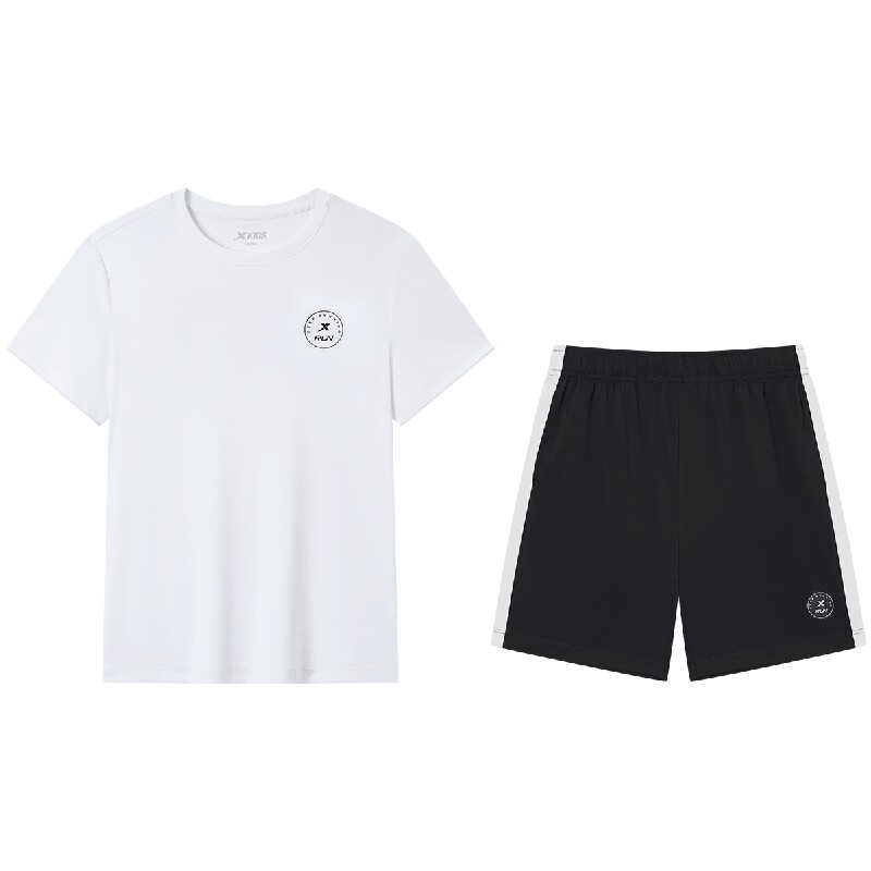 特步童装男童短袖套装夏季新款大童运动服小童两件套儿童速干套装