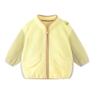 迷你巴拉巴拉男童摇粒绒外套2026春季儿童宝宝抗静电保暖立领便服