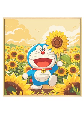 diy数字油画哆啦A梦丙烯画装饰画