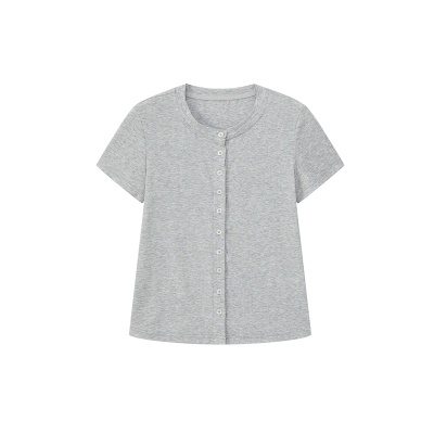 CountryMoment【丝滑凉感】莱赛尔开衫显瘦正肩T恤女短款百搭短袖