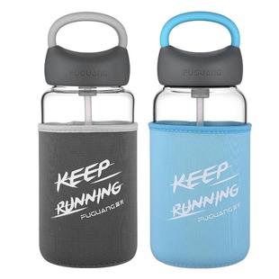 富光大容量玻璃杯耐高温高硼硅办公室女夏季户外男士运动吸管水杯