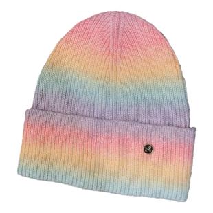 帽子女M标新款扎染渐变彩虹色冷帽针织帽毛线帽保暖儿童包头帽子