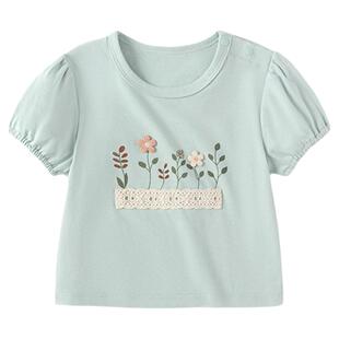 babylove女宝宝短袖t恤夏季薄款婴儿泡泡袖上衣可爱清凉百搭夏装