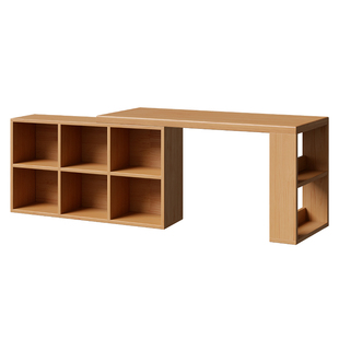 实木转角书桌书架一体桌子家用学生写字桌卧室L型台式办公电脑桌