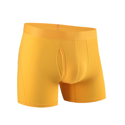 黄色内裤男式纯棉前开门平角裤头