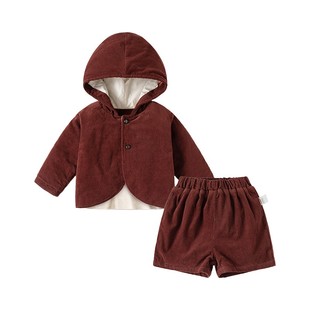 Oak mont女童套装冬装加厚儿童圣诞蚕丝绒夹棉服宝宝周岁红色衣服