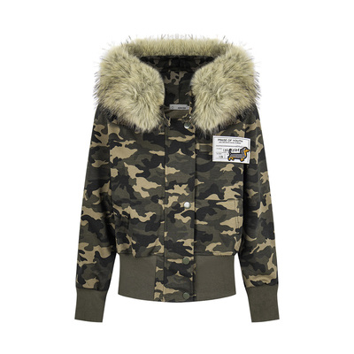 DHSS美式迷彩毛领连帽卫衣外套