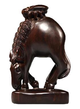 黑檀木雕马上赢摆件家居博古架办公桌面装饰实木质工艺品开业礼品