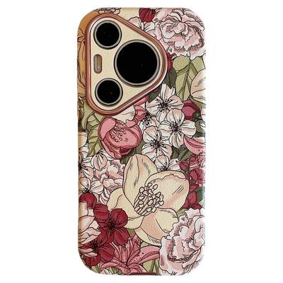 拓岚 适用华为pura80pro+新款手机壳Pura70ultra秋冬p60复古文艺油画粉色花朵mate70/60/50皮质40pro腕带挂绳