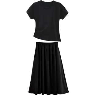 YH2.Chennnnn 科技棉绵柔舒适收腰短袖T恤高腰半身裙两件套装夏