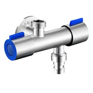 304不锈钢上下出水双控开关三角阀三通一分二马桶洗衣机一进二出