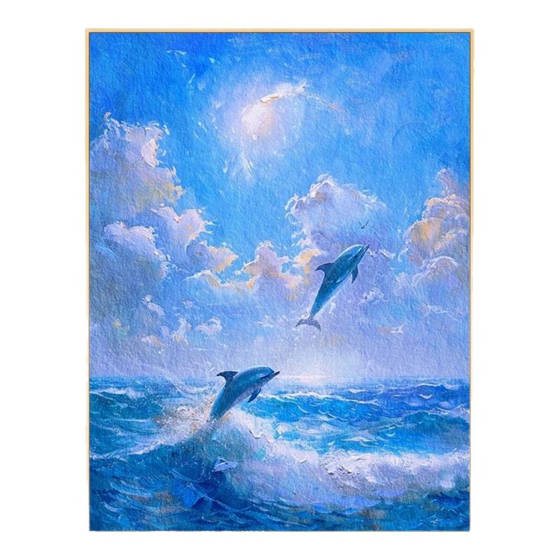 大海海豚数字油画定制