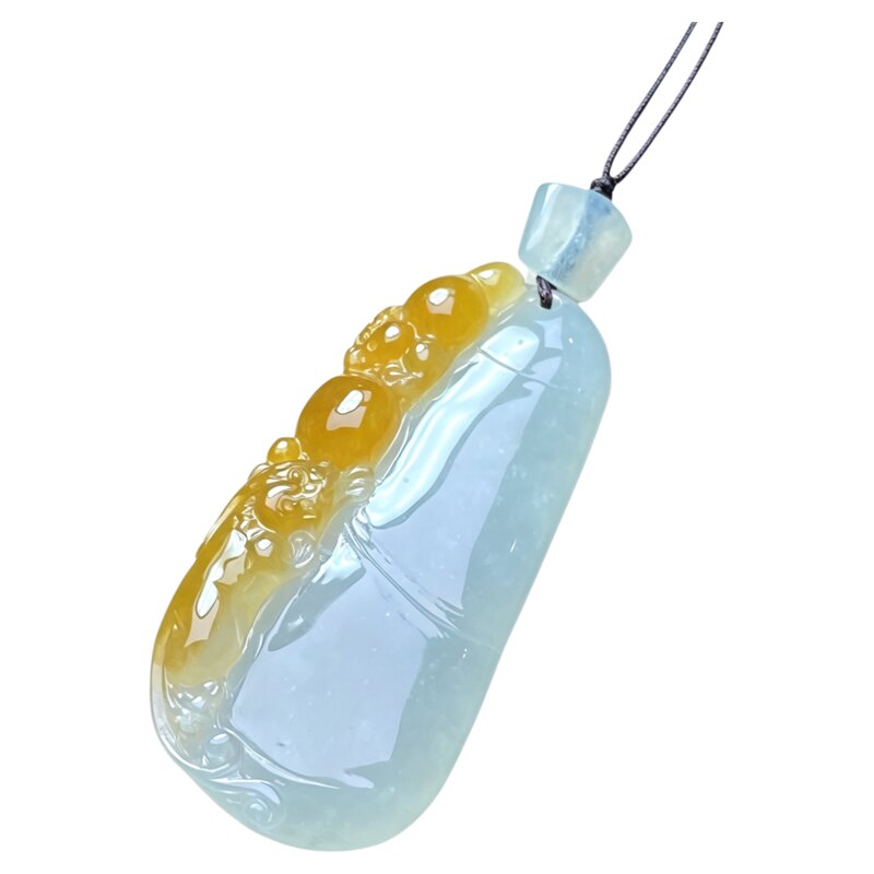 翠贵人冰种双彩红翡竹节如意吊坠