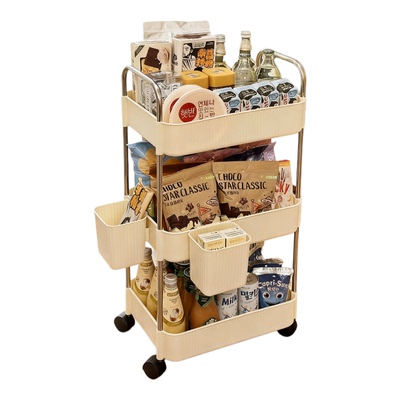 小推车置物架卧室床头厨房带轮多层架子客厅落地可移动零食收纳架