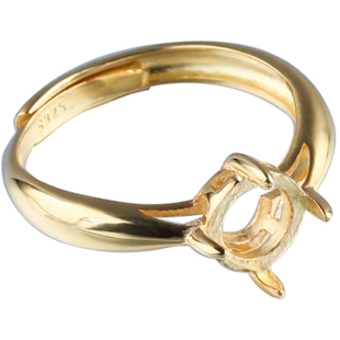 925纯银男女士戒指空托 DIY戒托空托 镶嵌蜜蜡琥珀和田玉圆珠戒托