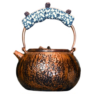 纯手工侘寂铜壶烧水壶围炉煮茶茶壶一张打纯铜紫铜明火电陶炉茶具