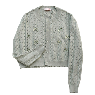 爱心镂空Lolita毛衣开衫复古针织jk开衫软妹长袖荷叶边少女可爱