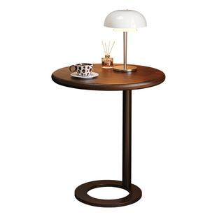 中古风实木边几沙发边柜边桌客厅2025新款床头创意圆形茶几小桌子