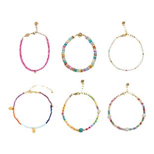 GGXR 夏日彩色原石多巴胺珍珠芭比粉 串珠手链叠戴 百搭精致