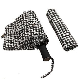 PARACHASE经典黑白千鸟格子自动伞夏季晴雨伞男女太阳伞防晒遮阳