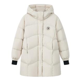 笛莎2025冬季新款青少年加厚连帽中长款蓄热里布三防抑菌羽绒服女