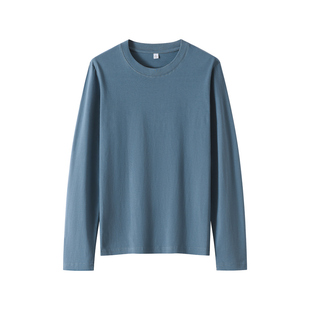 100%新疆重磅纯棉长袖t恤男女春秋纯白色打底衫宽松内搭体恤卫衣