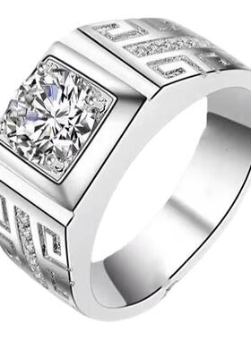 银镀铂金质花纹男戒霸气