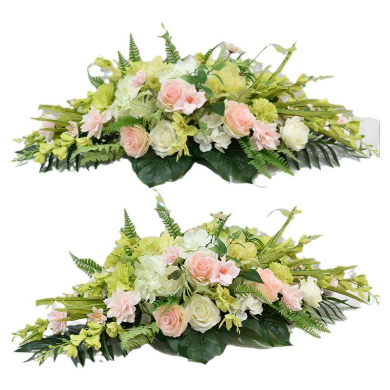 会议桌长桌面摆花假花仿真花装饰