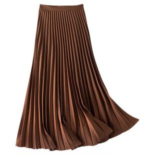 1929 百褶半身裙秋冬女中长款高腰显瘦西装裙垂感新款a字裙子长裙