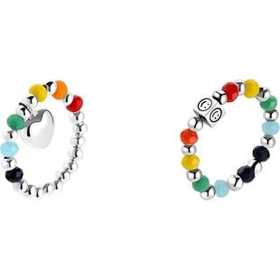 彩色串珠戒指女生小众设计高级感食指戒时尚个性闺蜜可爱闭口指环