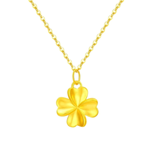 老凤祥黄金四叶草项链女士新款足金吊坠纯金颈饰情人节礼物送女友