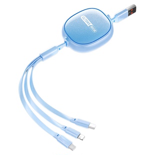 伸缩数据线三合一适用苹果华为小米OPPO荣耀vivo充电线一拖三车载