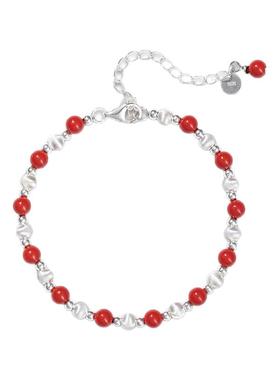 ELOANE GALLERY落岸天然朱砂纯银猫眼珠红色手链本命年小众轻奢女