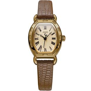 聚利时手表女款学生官网正品复古酒桶形石英皮带女表544