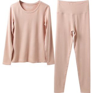 320g真德绒保暖套装女式加厚磨毛打底内衣包边领发热秋衣秋裤修身