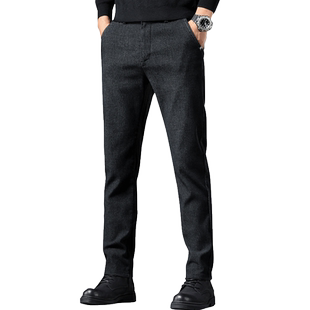罗蒙冬季休闲裤男2025新款直筒修身长裤潮牌秋冬加绒加厚男士裤子
