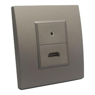 深灰色HDMI高清耳机插座面板 3.5mm耳机音频接口高清数字插座模块