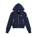 Amoeba美式复古袖标短款加绒连帽卫衣拉链开衫女春季新款宽松外套