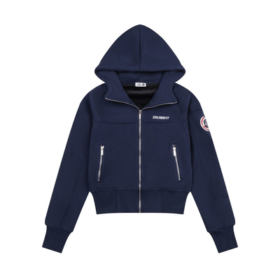 美式复古徽章短款连帽外套