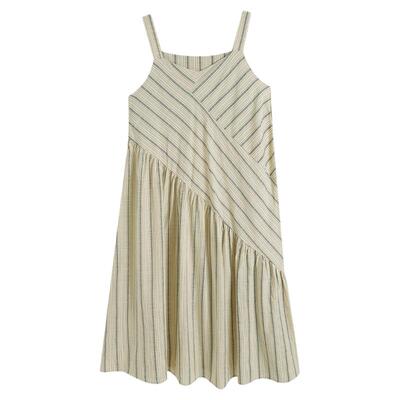 设计感条纹吊带连衣裙